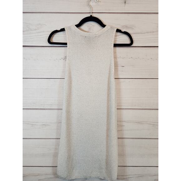 White House Black Market Womens Beige Knit Sleeveless Crew Neck Mini Dress Small - Picture 2 of 6
